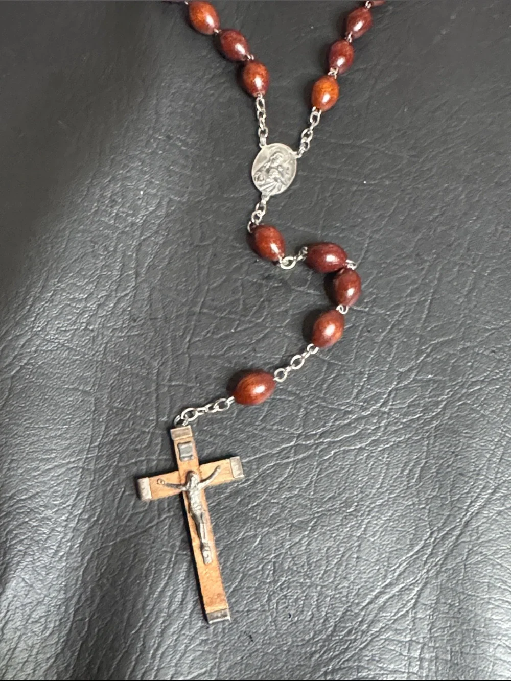 Vintage Brown Seed Bead ROSARY Signed Italy